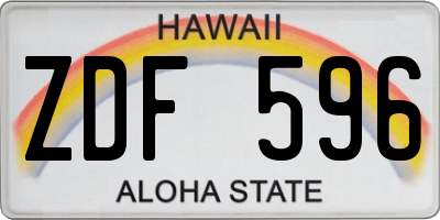 HI license plate ZDF596