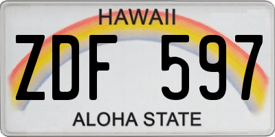 HI license plate ZDF597