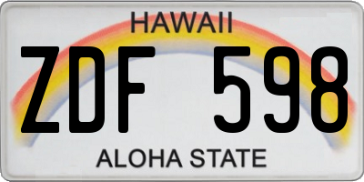 HI license plate ZDF598