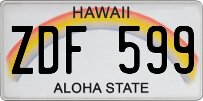 HI license plate ZDF599