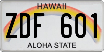 HI license plate ZDF601