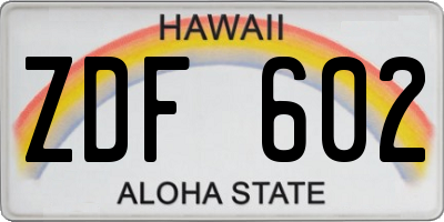 HI license plate ZDF602