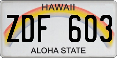 HI license plate ZDF603