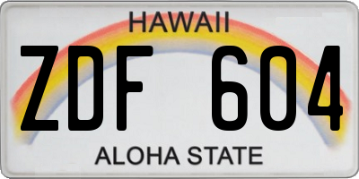 HI license plate ZDF604