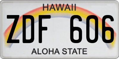 HI license plate ZDF606