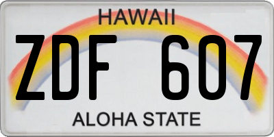 HI license plate ZDF607