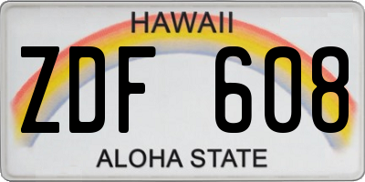 HI license plate ZDF608