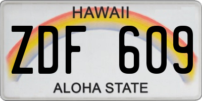 HI license plate ZDF609