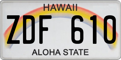 HI license plate ZDF610