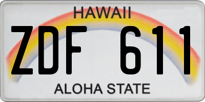 HI license plate ZDF611