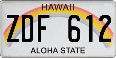 HI license plate ZDF612
