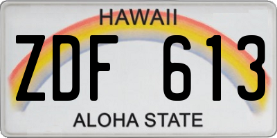 HI license plate ZDF613
