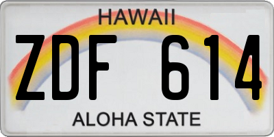 HI license plate ZDF614