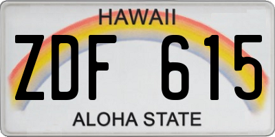 HI license plate ZDF615