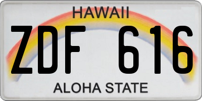 HI license plate ZDF616