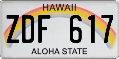 HI license plate ZDF617