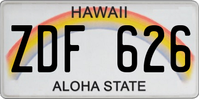 HI license plate ZDF626