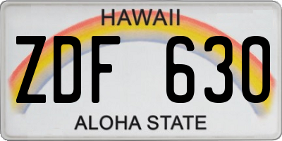HI license plate ZDF630