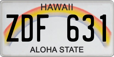 HI license plate ZDF631