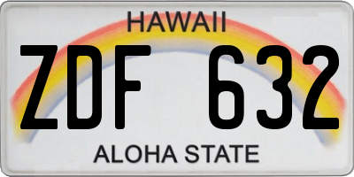 HI license plate ZDF632