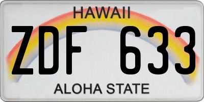 HI license plate ZDF633