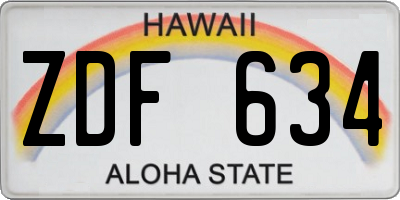 HI license plate ZDF634