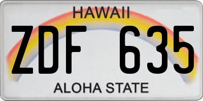 HI license plate ZDF635