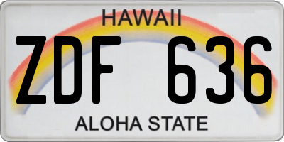 HI license plate ZDF636
