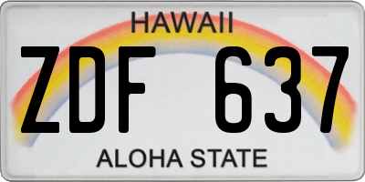 HI license plate ZDF637