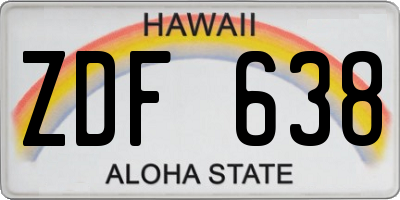 HI license plate ZDF638