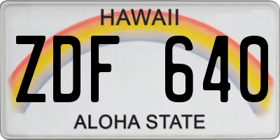 HI license plate ZDF640