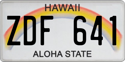 HI license plate ZDF641