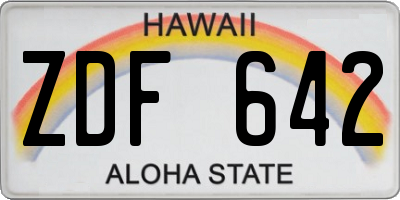 HI license plate ZDF642