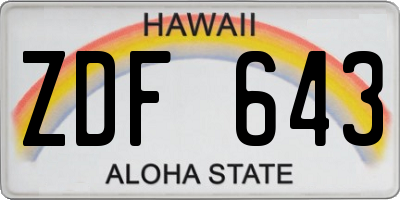 HI license plate ZDF643