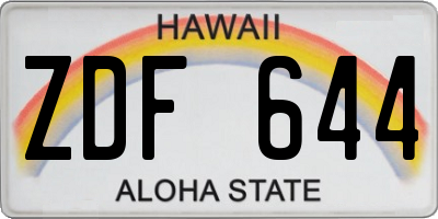 HI license plate ZDF644