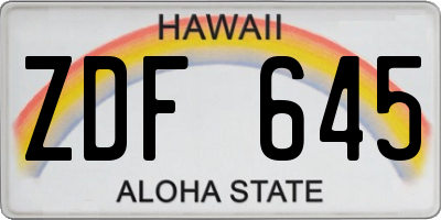 HI license plate ZDF645
