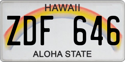 HI license plate ZDF646