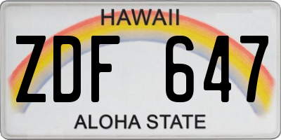 HI license plate ZDF647