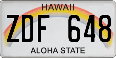 HI license plate ZDF648