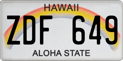 HI license plate ZDF649