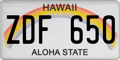 HI license plate ZDF650