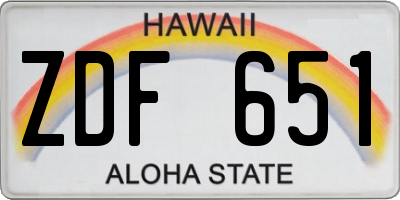 HI license plate ZDF651