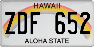 HI license plate ZDF652