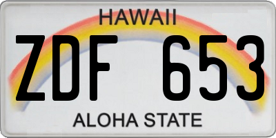 HI license plate ZDF653