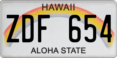 HI license plate ZDF654