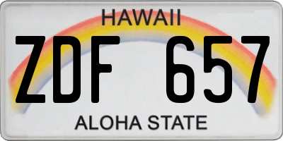 HI license plate ZDF657