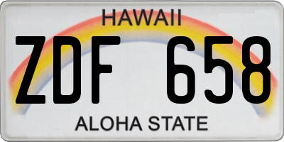 HI license plate ZDF658