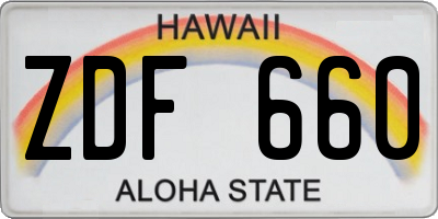 HI license plate ZDF660