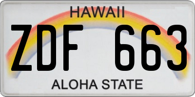 HI license plate ZDF663