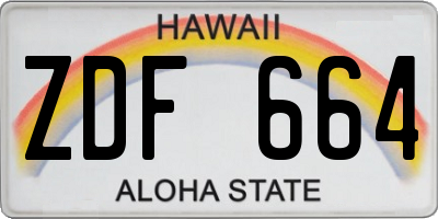 HI license plate ZDF664
